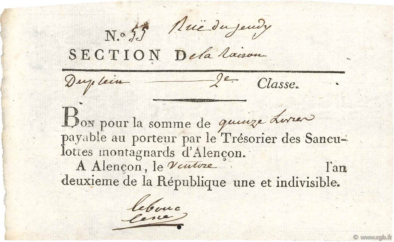 15 Livres FRANCE  1794 Kol.61.102var SUP