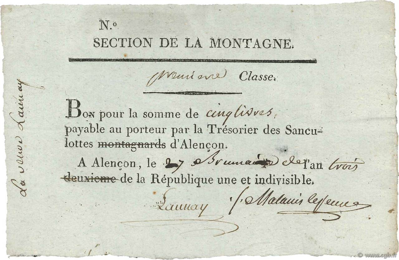 5 Livres FRANCE  1794 Kol.61.96var XF