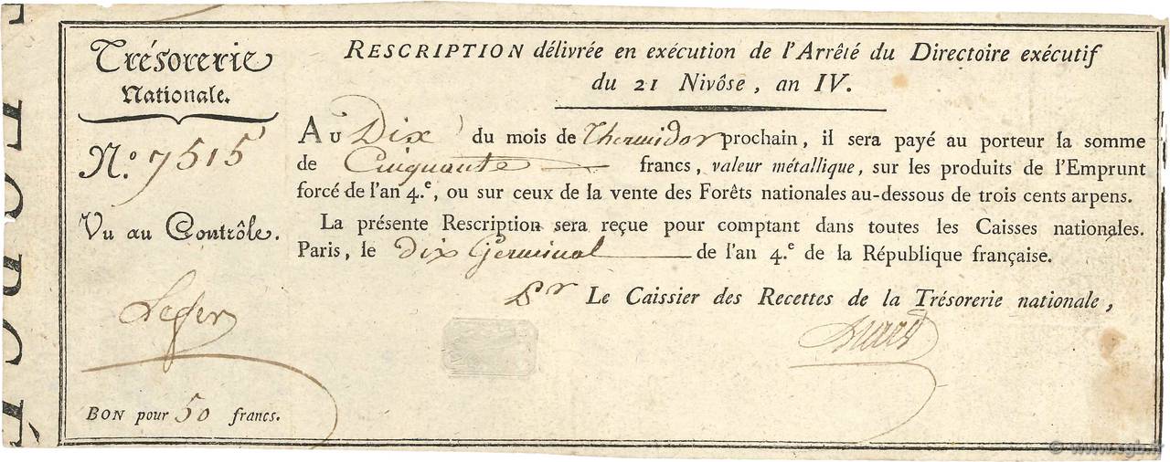 50 Francs FRANCIA  1796 Ass.54a BB
