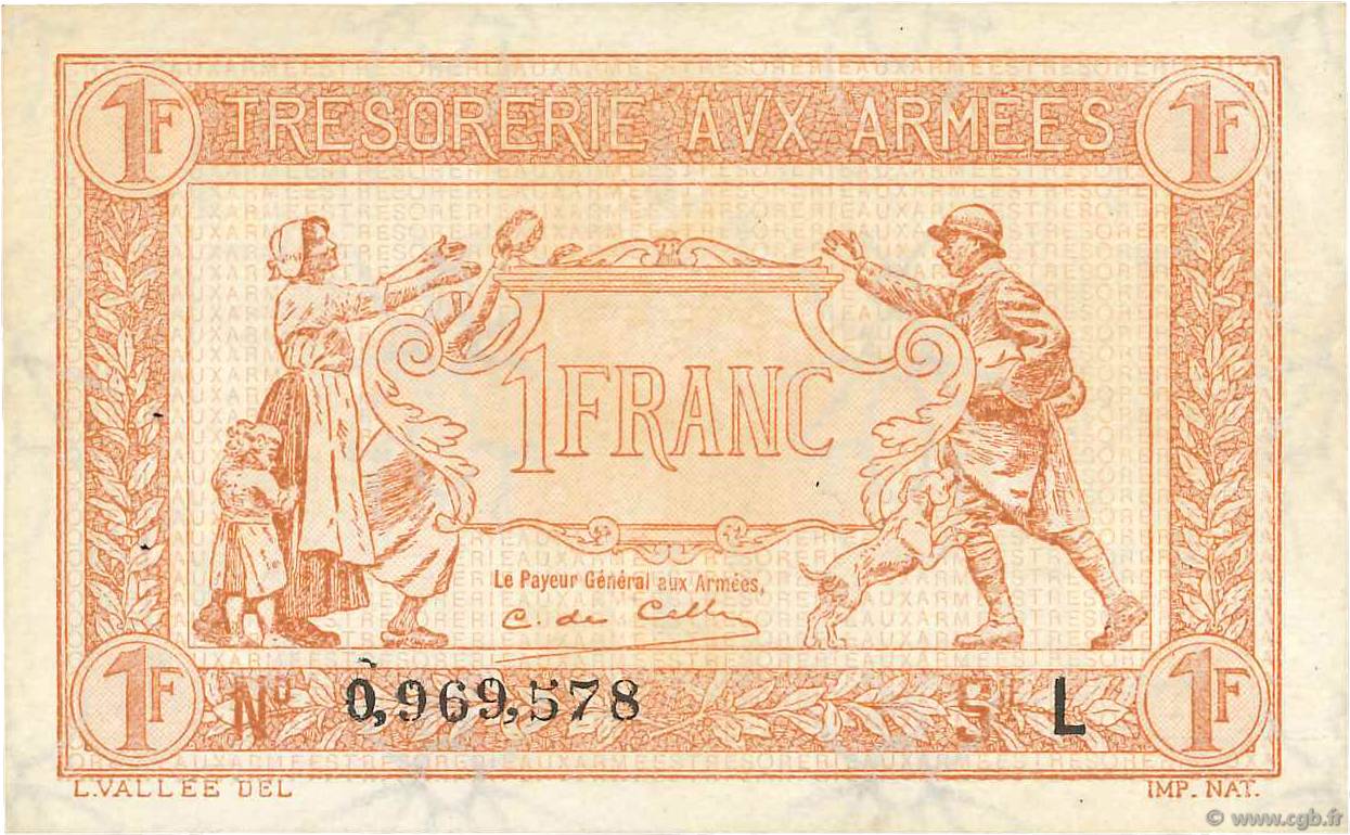 1 Franc TRÉSORERIE AUX ARMÉES 1917 FRANCIA  1917 VF.03.12 AU