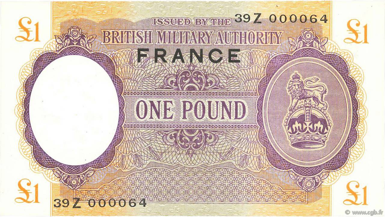 1 Pound FRANKREICH  1944 VF.15.01 fST+
