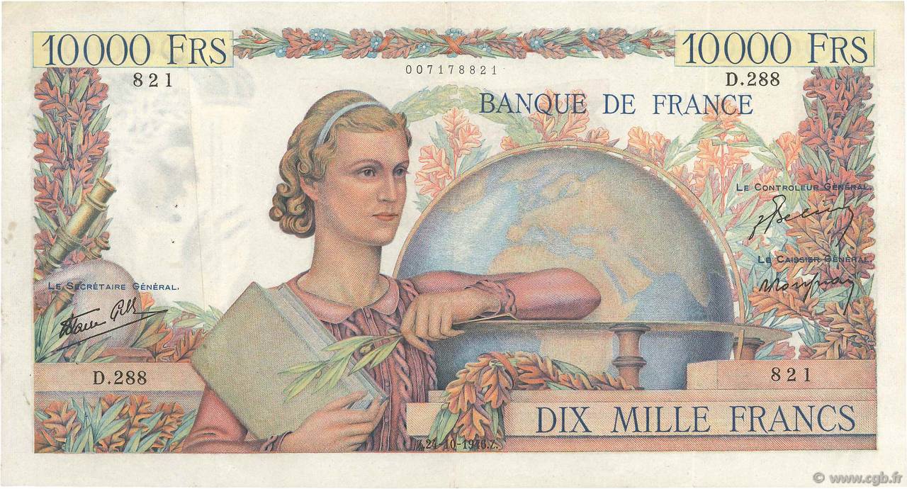 10000 Francs GÉNIE FRANÇAIS FRANCE  1946 F.50.12 TTB