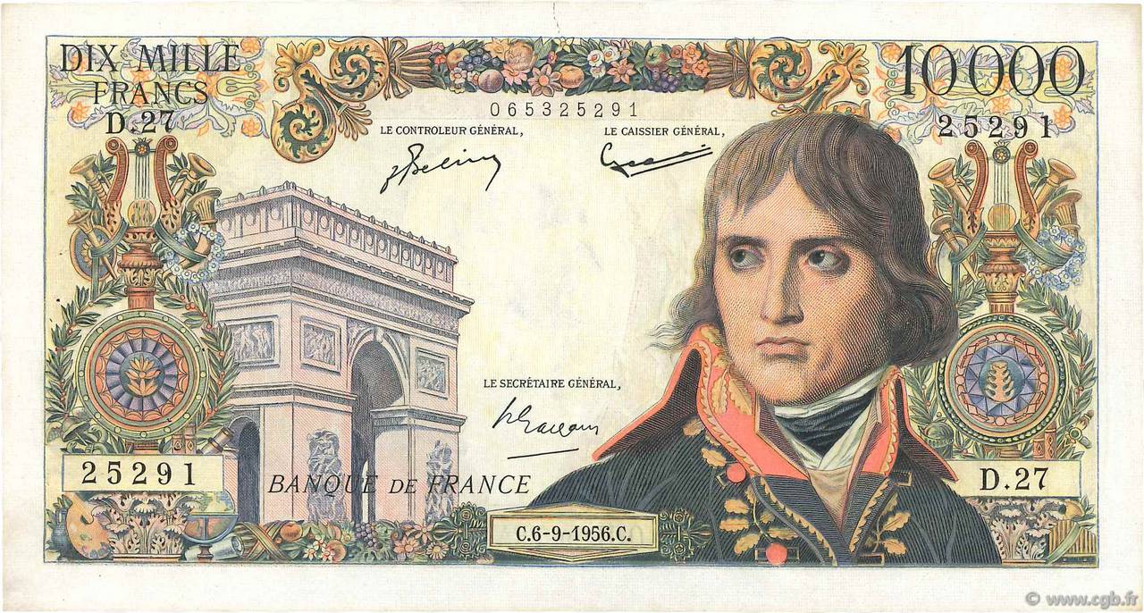 10000 Francs BONAPARTE FRANCE  1956 F.51.04 VF+