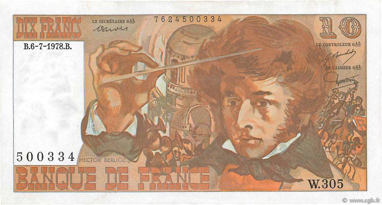 10 Francs BERLIOZ FRANCE  1978 F.63.24 AU-