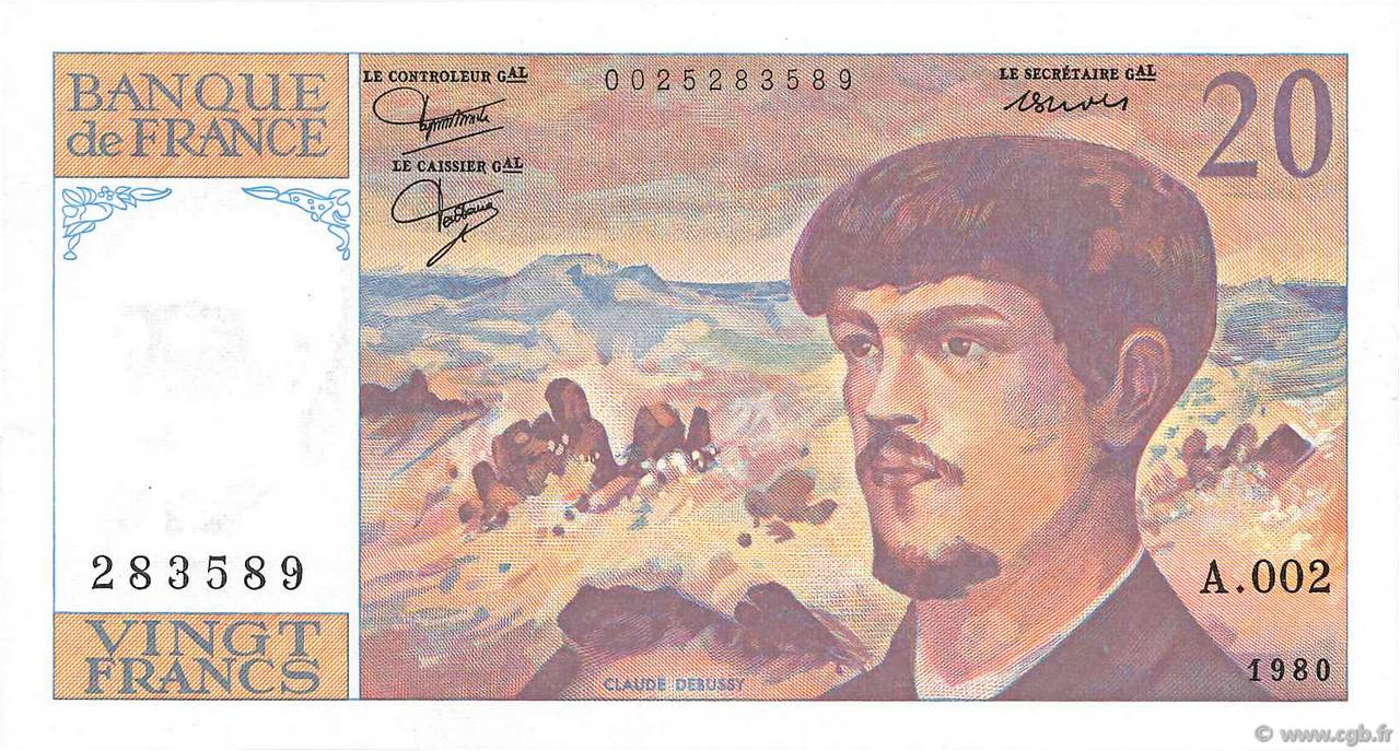 20 Francs DEBUSSY FRANCIA  1980 F.66.01A2 SC+