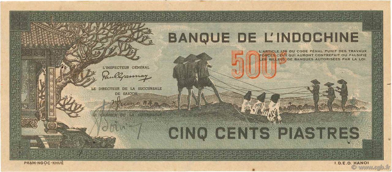 500 Piastres gris-vert INDOCINA FRANCESE  1944 P.069 SPL