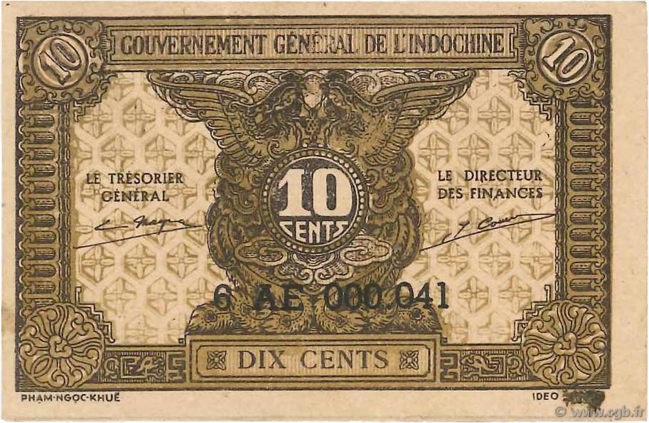 10 Cents INDOCINA FRANCESE  1942 P.089b AU