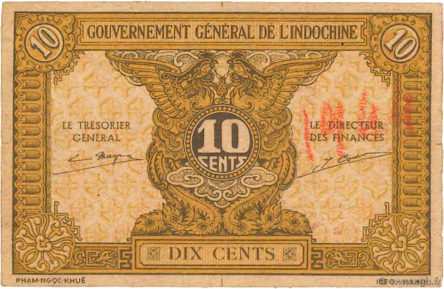 10 Cents Spécimen FRENCH INDOCHINA  1942 P.089s XF