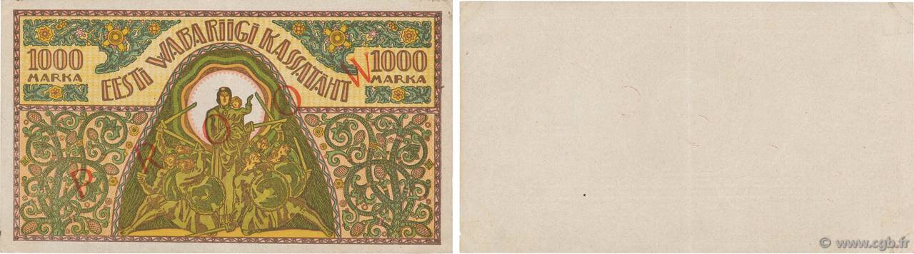 1000 Marka Spécimen ESTLAND  1920 P.50s fST