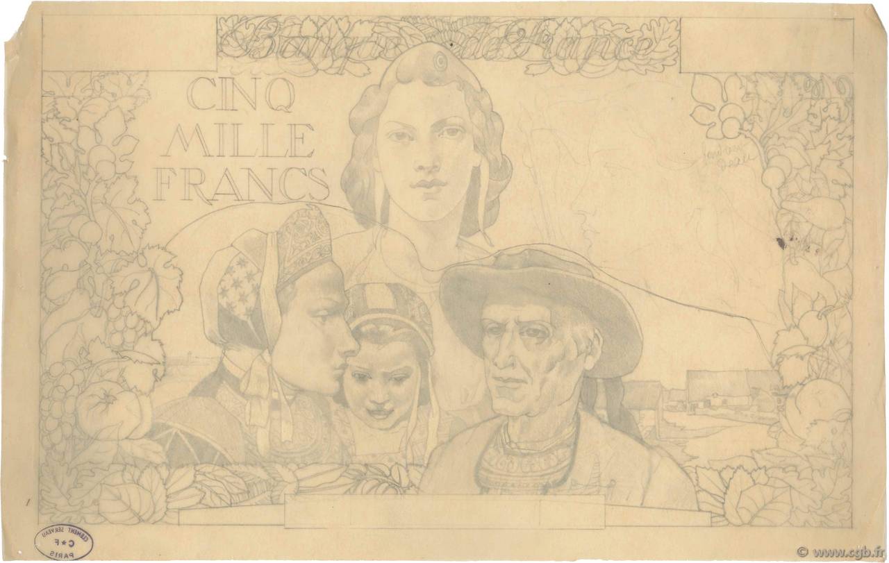 5000 Francs FAMILLE BRETONNE Non émis FRANCIA  1942 F- BB