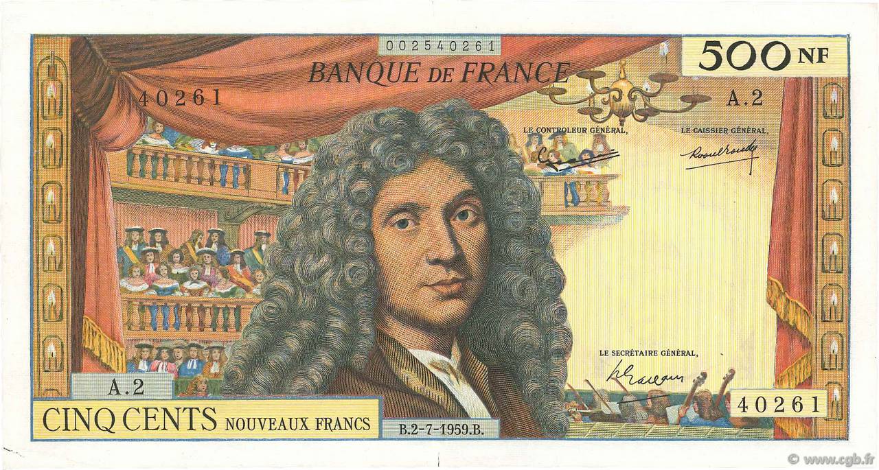 500 Nouveaux Francs MOLIÈRE FRANCIA  1959 F.60.01 BB