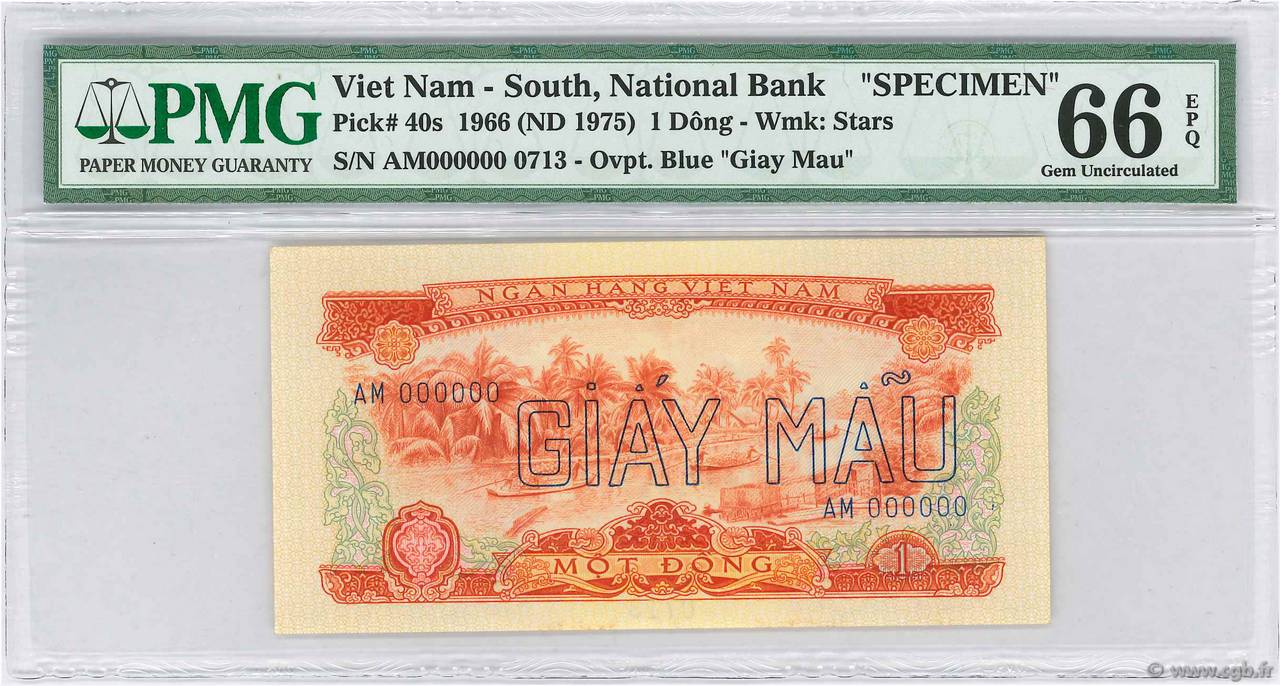 1 Dong Spécimen SOUTH VIETNAM  1966 P.40s UNC