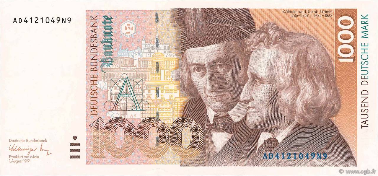 1000 Deutsche Mark GERMAN FEDERAL REPUBLIC  1991 P.44 SC+