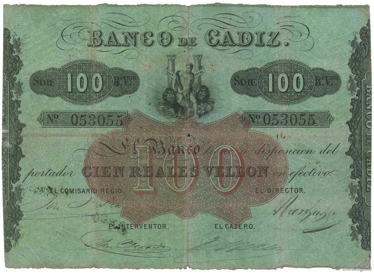 100 Reales De Vellon SPAGNA  1863 PS.291 q.MB