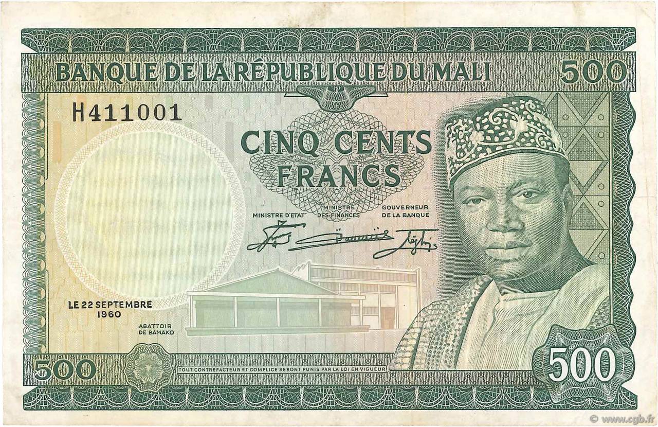 500 Francs MALI  1960 P.08a TTB