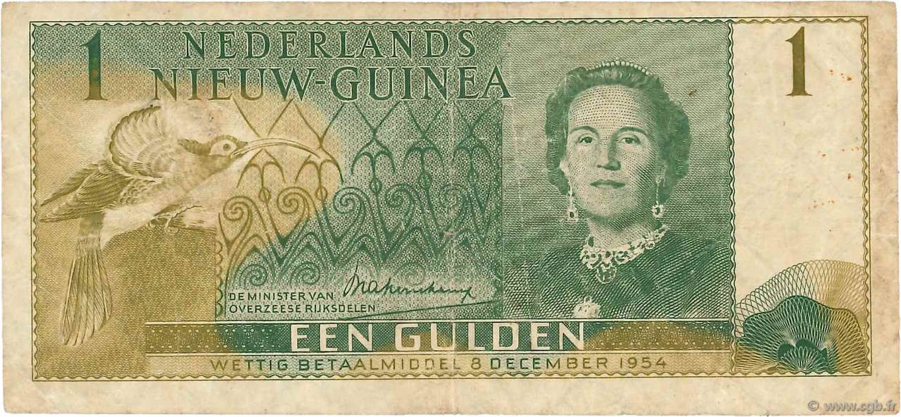 1 Gulden NETHERLANDS NEW GUINEA  1954 P.11a F-