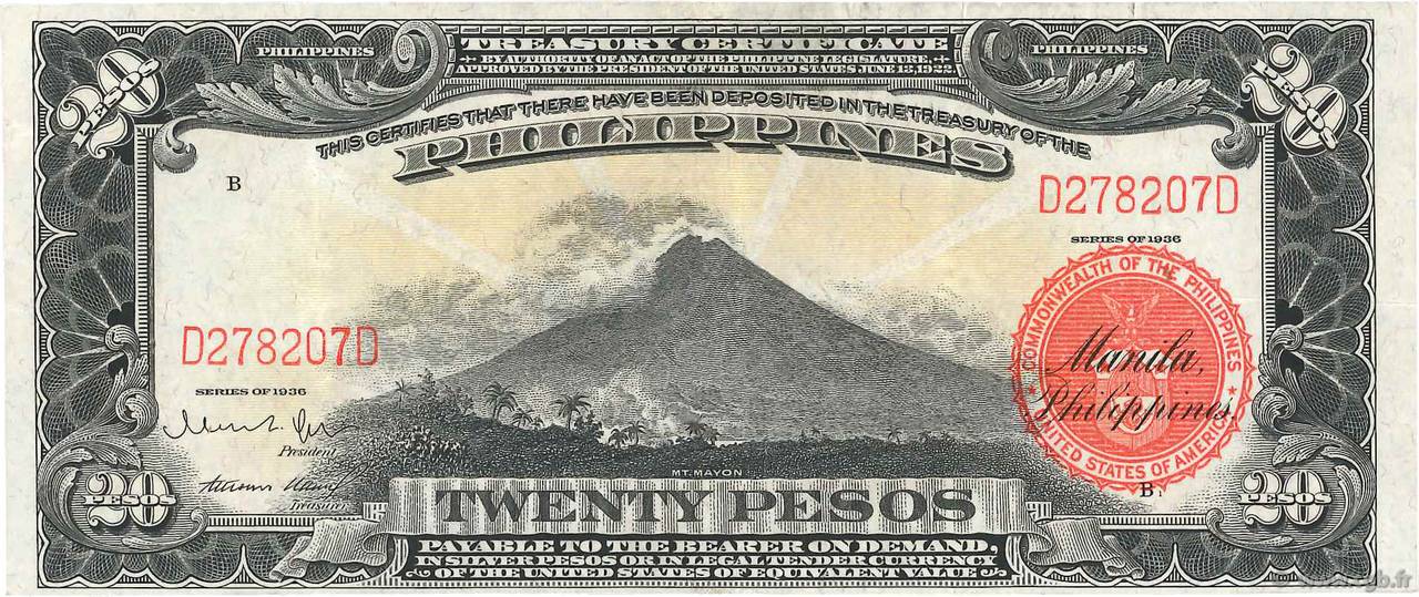 20 Pesos FILIPINAS  1936 P.085a MBC+