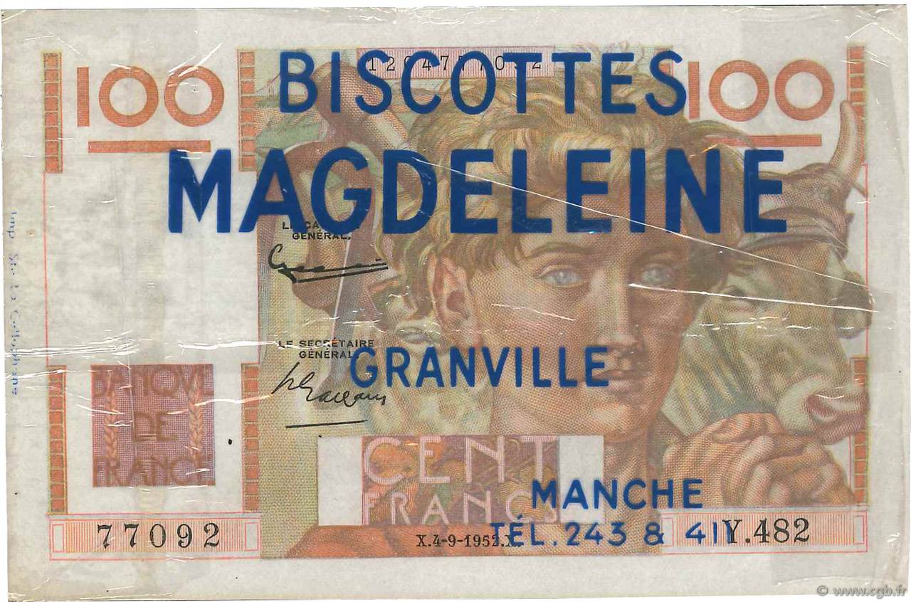 100 Francs JEUNE PAYSAN Publicitaire FRANCE  1952 F.28.33 SUP