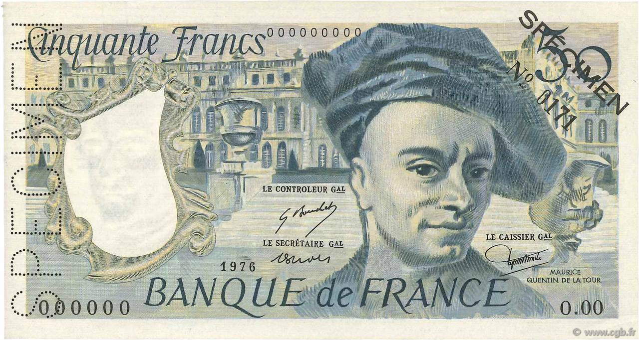 50 Francs QUENTIN DE LA TOUR Spécimen FRANCE  1976 F.67.01Spn SUP+