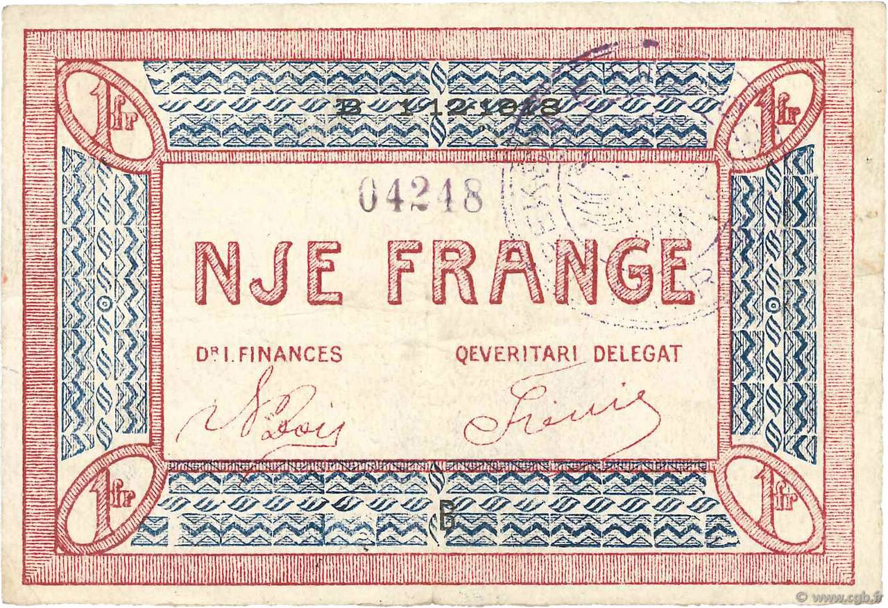 1 Franc ALBANIEN  1918 PS.150a fSS