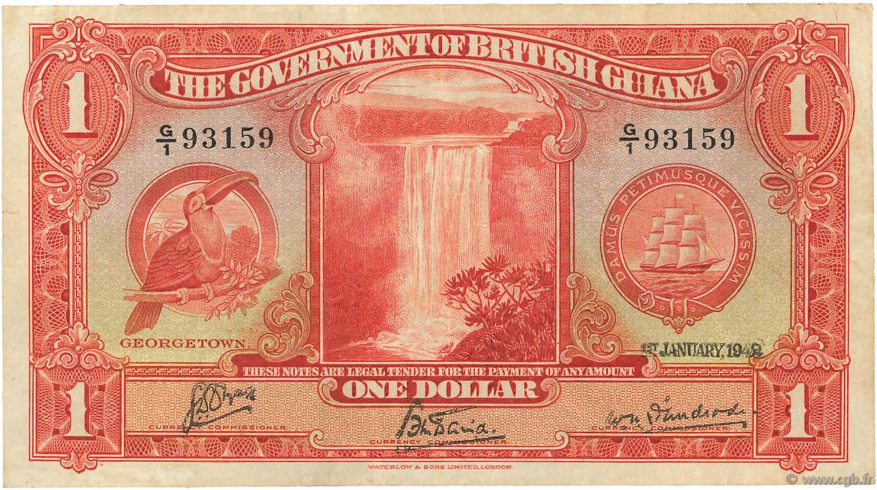 1 Dollar GUYANA  1942 P.12c MB