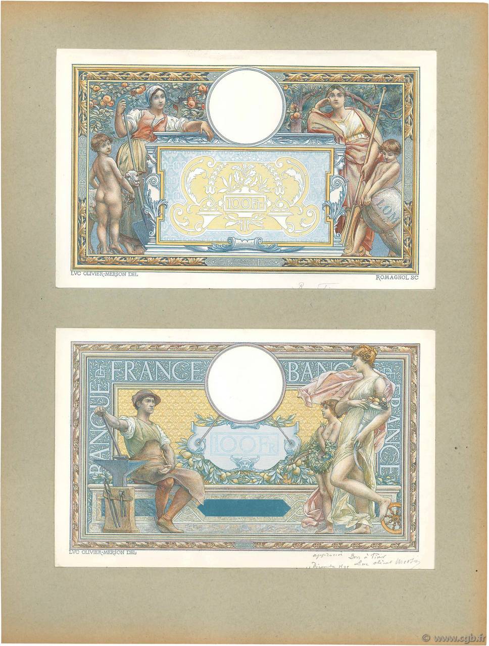 100 Francs LUC OLIVIER MERSON avec LOM Épreuve FRANCIA  1895 F.22.00Ec FDC