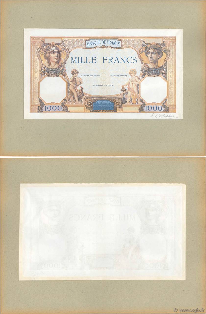 1000 Francs CÉRÈS ET MERCURE Épreuve FRANCE  1927 F.37.00Ec UNC