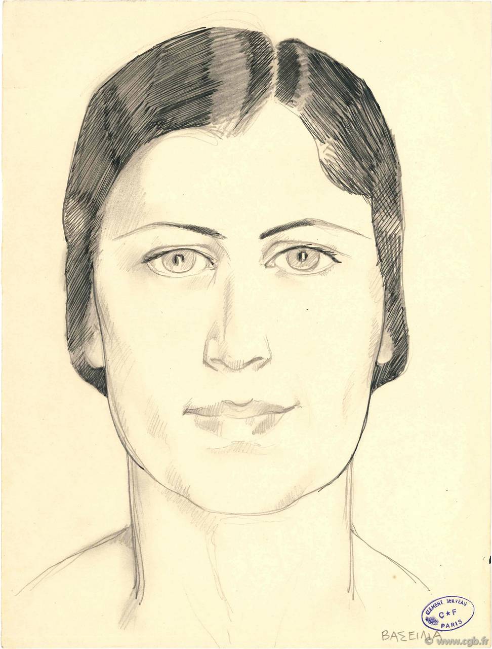 Portrait femme BASEILIA Dessin FRANCE régionalisme et divers  1940  NEUF