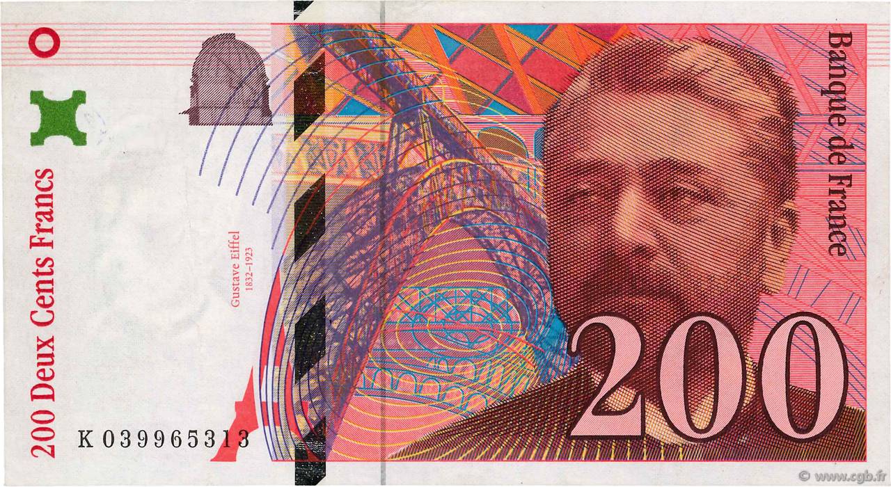 200 Francs EIFFEL Pont décalé Fauté FRANCE  1996 F.75f1.03 pr.NEUF