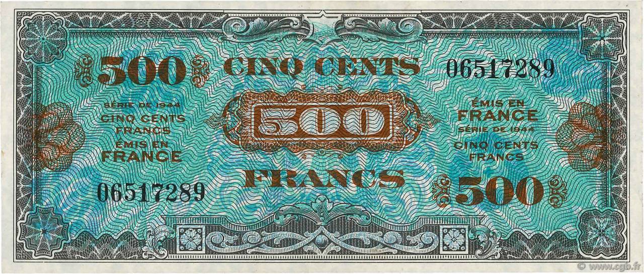 500 Francs DRAPEAU FRANKREICH  1944 VF.21.01 VZ+