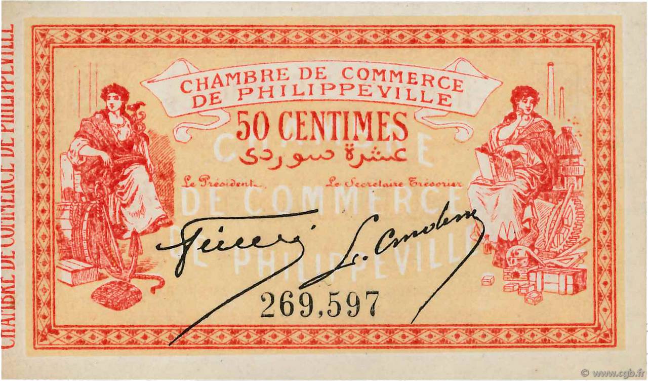 50 Centimes FRANCE regionalismo e varie Philippeville 1914 JP.142.05 FDC