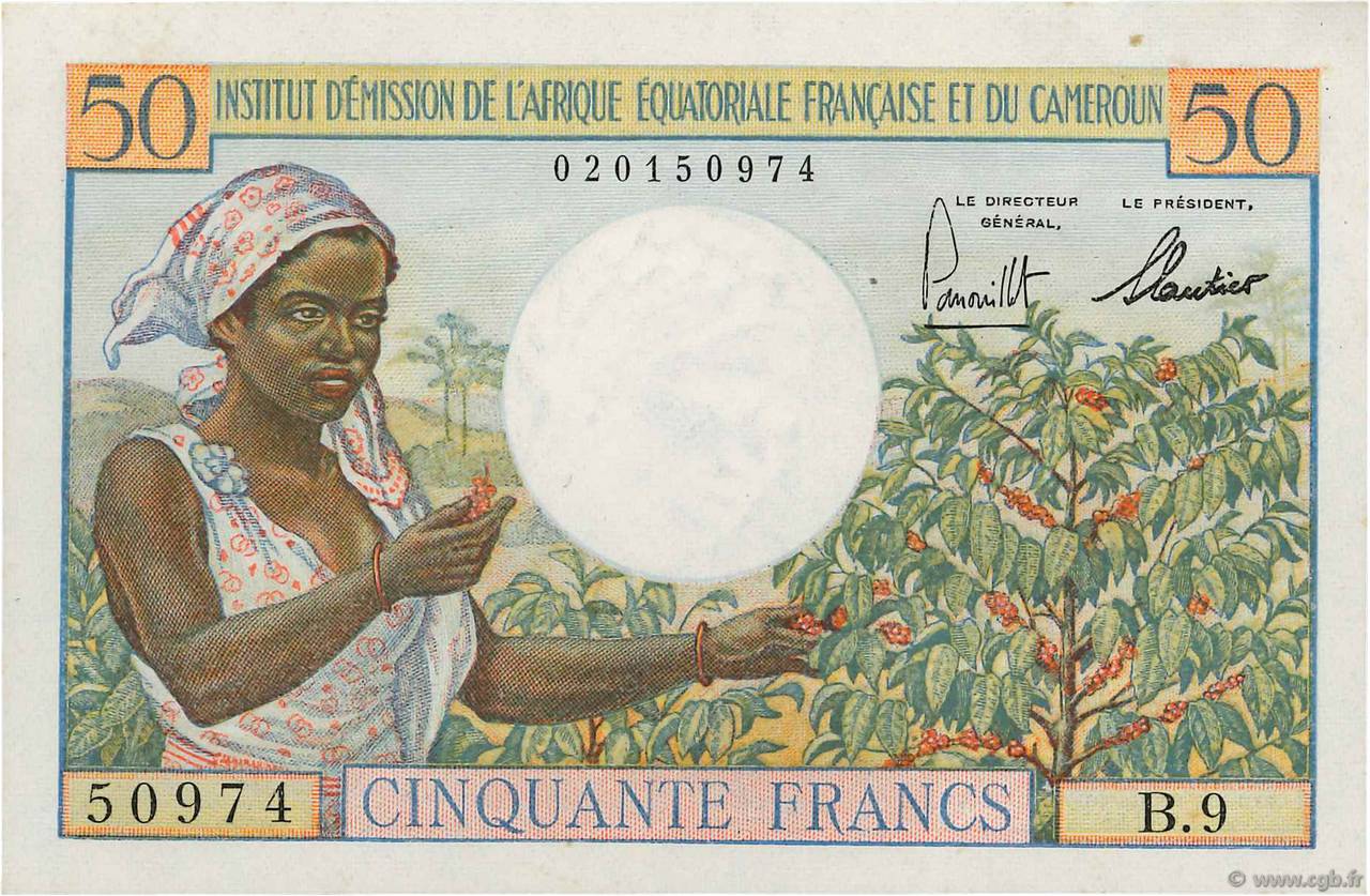 50 Francs AFRIQUE ÉQUATORIALE FRANÇAISE  1957 P.31 q.FDC