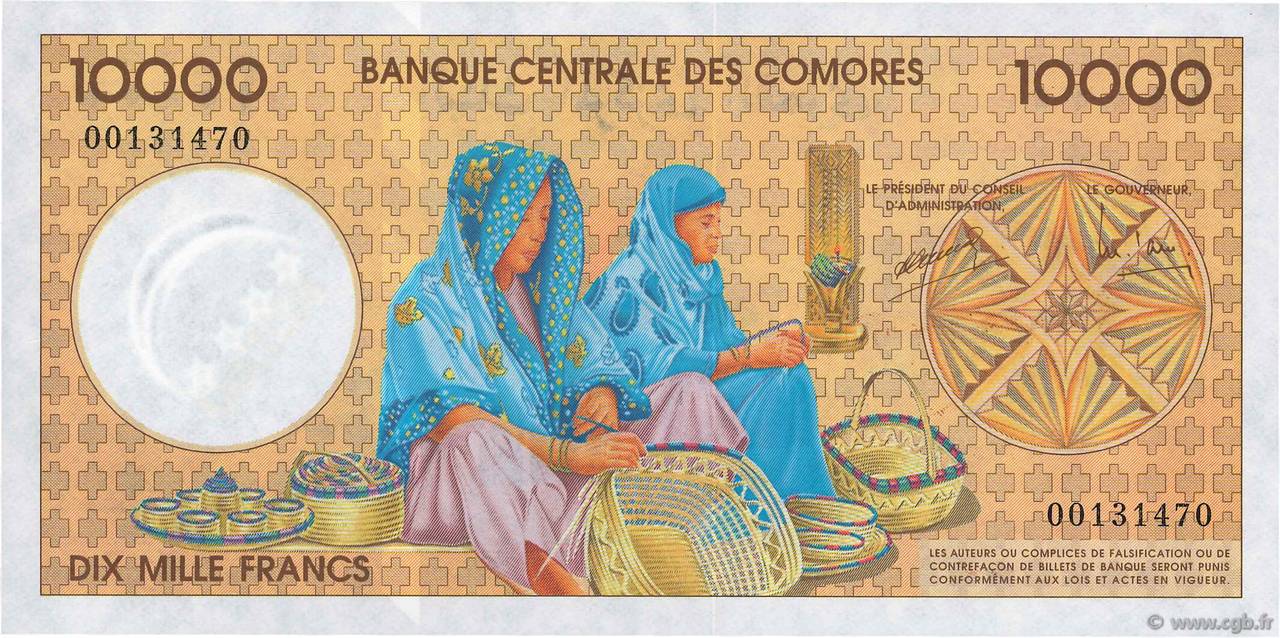 10000 Francs COMORE  1997 P.14 FDC