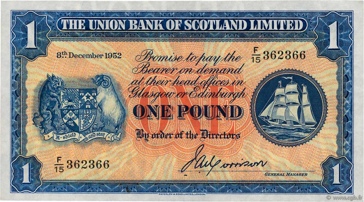 1 Pound SCOTLAND  1952 PS.816a AU