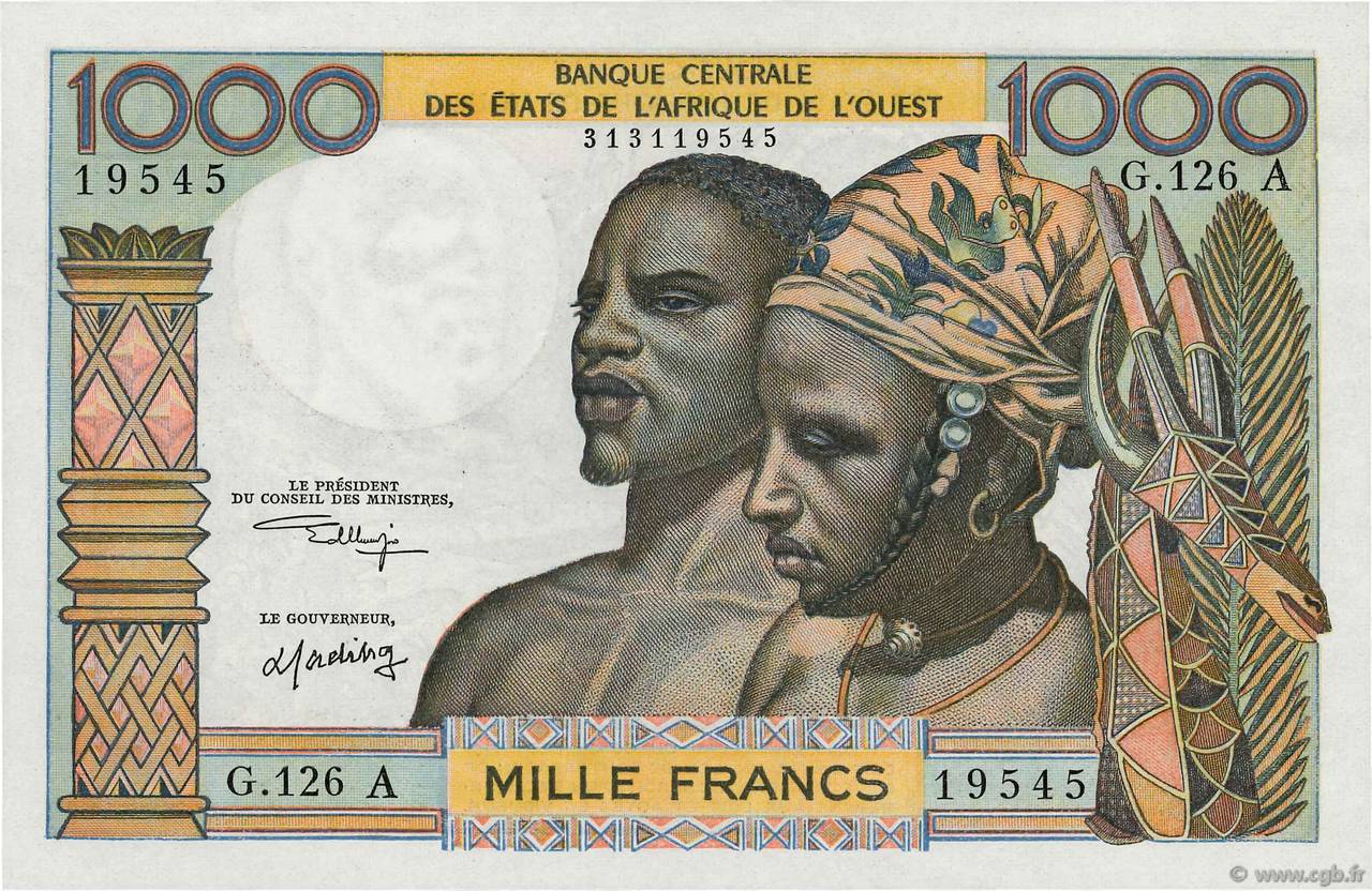 1000 Francs WEST AFRIKANISCHE STAATEN  1966 P.103Ak ST