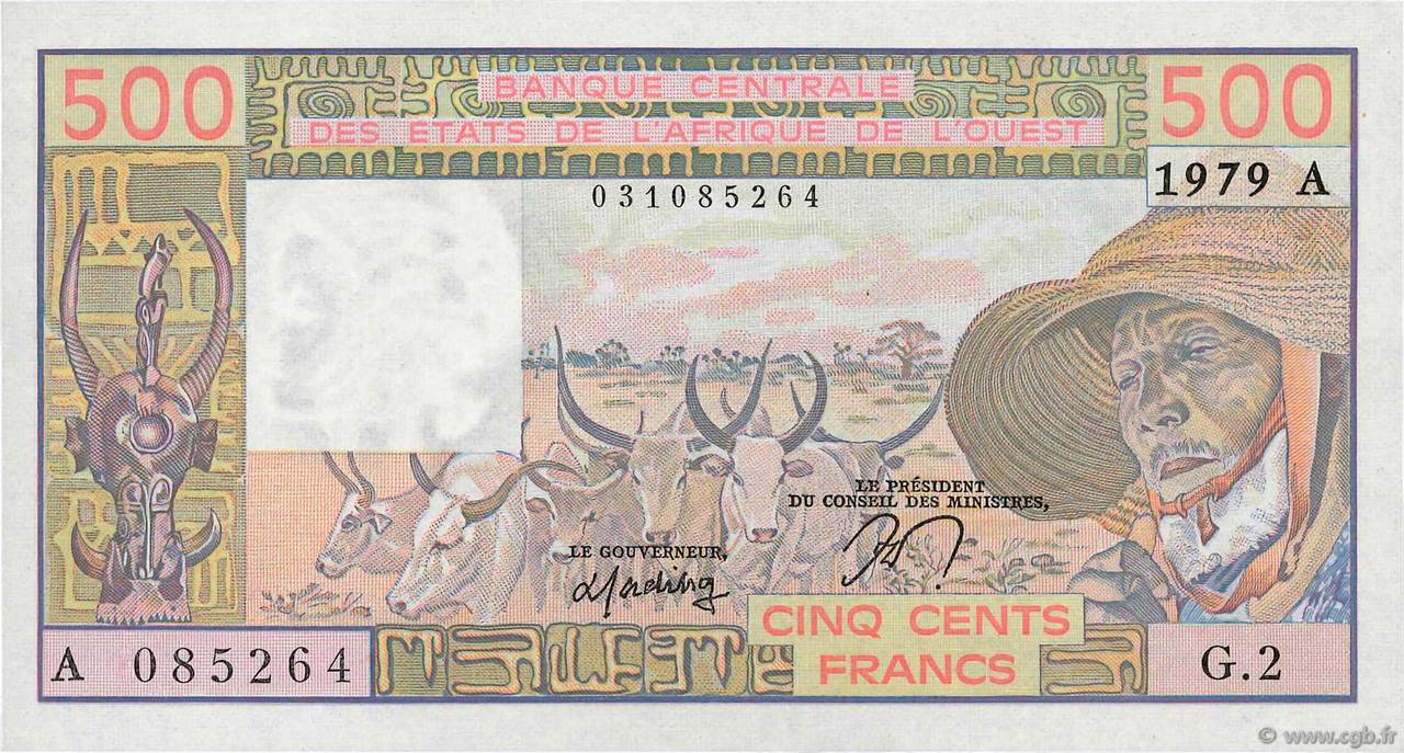 500 Francs WEST AFRICAN STATES  1979 P.105Aa AU