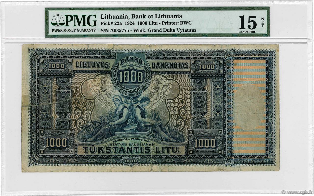1000 Litu LITHUANIA  1924 P.22a P