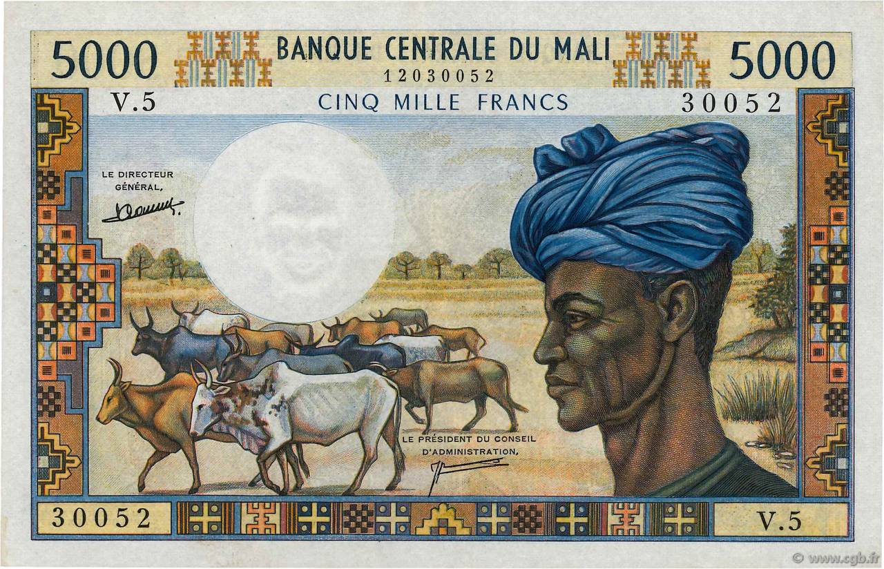 5000 Francs MALI  1972 P.14d fST