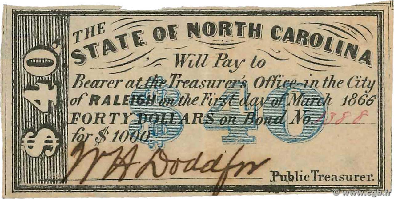 40 Dollars ESTADOS UNIDOS DE AMÉRICA Raleigh 1863  EBC