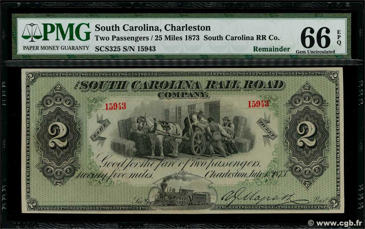 2 Fare Ticket STATI UNITI D AMERICA Charleston 1873  q.FDC