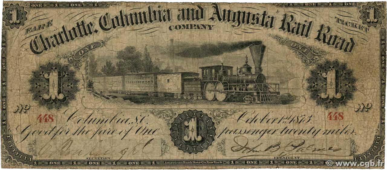 1 Passenger ÉTATS-UNIS D AMÉRIQUE Columbia 1873  B+