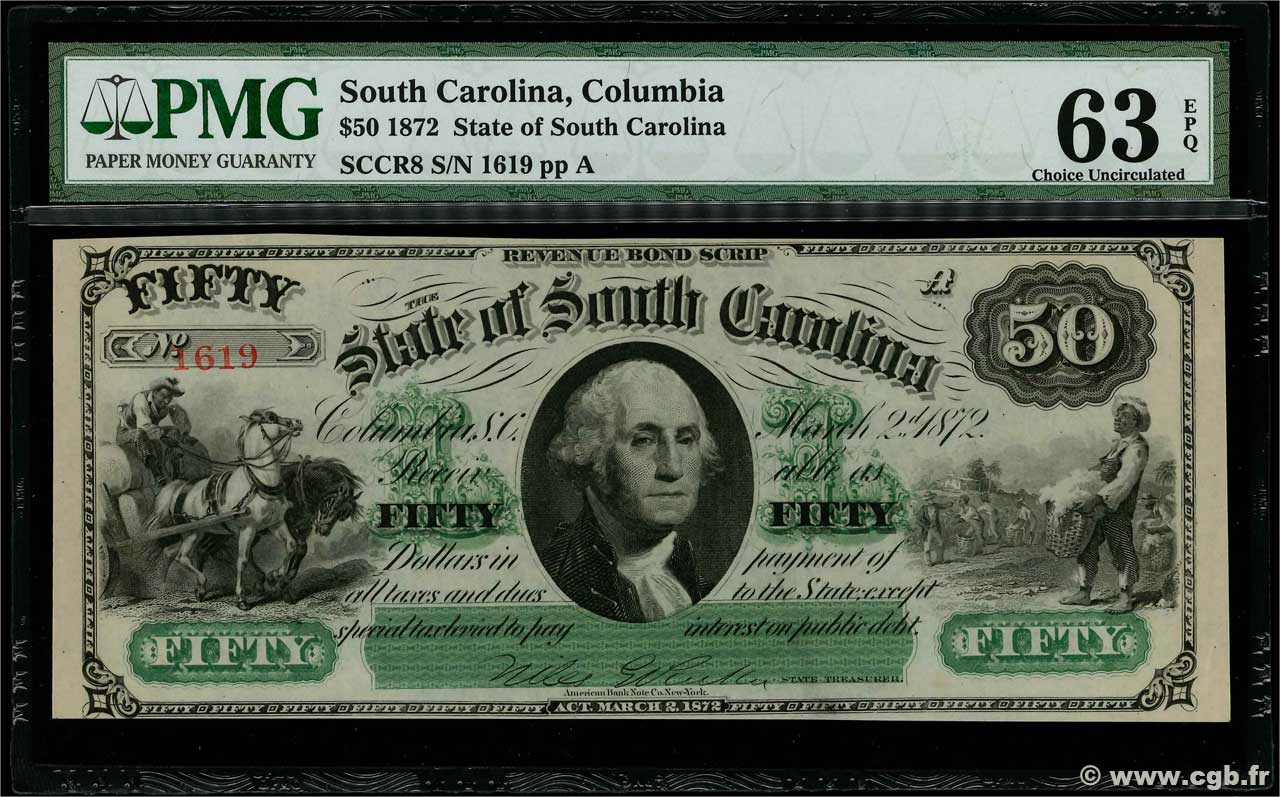 50 Dollars VEREINIGTE STAATEN VON AMERIKA Columbia 1872 PS.3326 fST