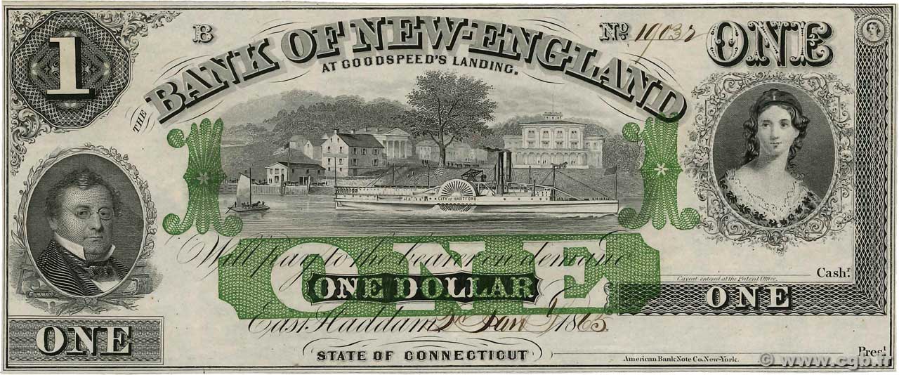1 Dollar UNITED STATES OF AMERICA East Haddam 1865  XF+
