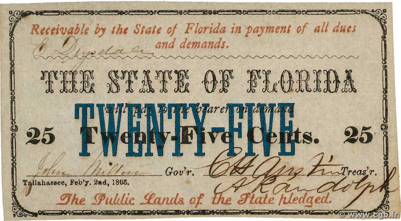 25 Cents STATI UNITI D AMERICA Tallahassee 1863 PS.0686a q.FDC