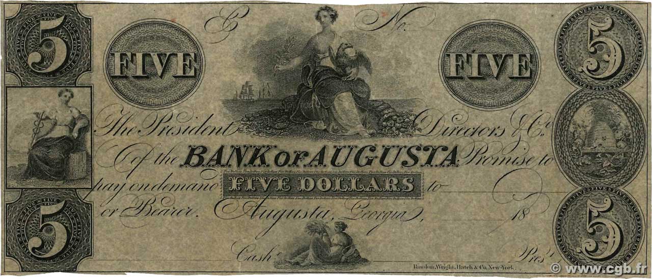 5 Dollars Non émis STATI UNITI D AMERICA Augusta 1860  AU