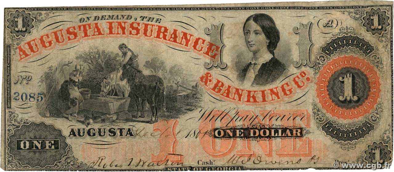 1 Dollar UNITED STATES OF AMERICA Augusta 1861  F-