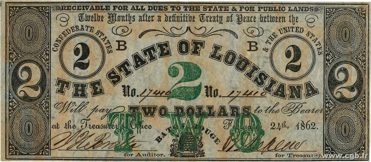 2 Dollars STATI UNITI D AMERICA Baton Rouge 1862 PS.0892 AU