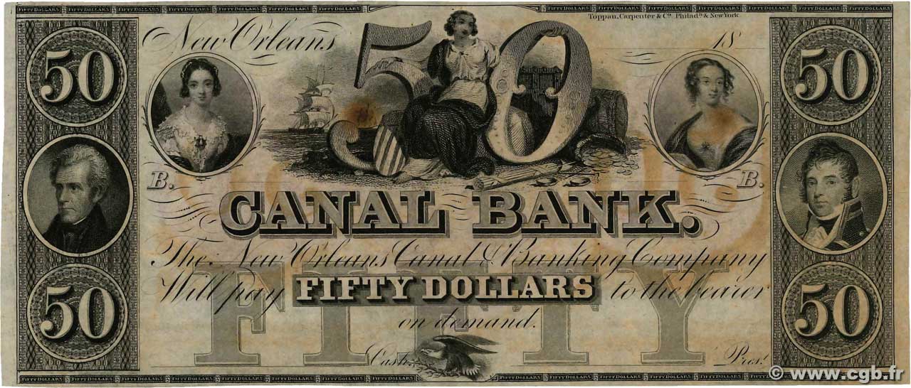 50 Dollars Non émis STATI UNITI D AMERICA New Orleans 1850  q.FDC