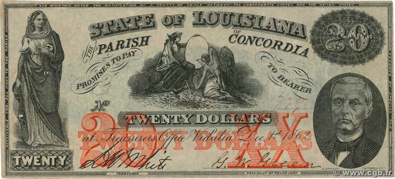 20 Dollars ÉTATS-UNIS D AMÉRIQUE Vidalia 1862  SUP