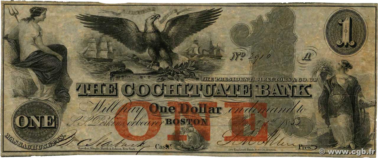 1 Dollar UNITED STATES OF AMERICA Boston 1853  VF